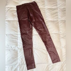 Faux Leather Leggings in Deep Burgundy Small